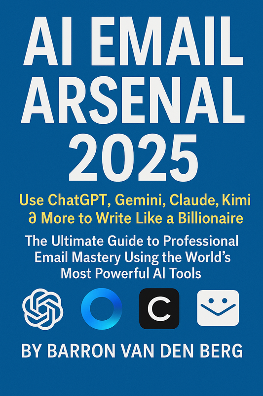 AI Email Arsenal 2025: Use ChatGPT, Gemini, Claude, Kimi & More to Write Like a Billionaire The Ultimate Guide to Professional Email Mastery Using the World's Most Powerful AI Tools By Barron Van Den Berg