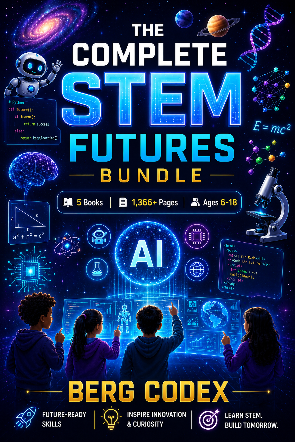 The Complete STEM Futures Bundle 2026 | 5 Books | 1,366+ Pages | AI, Python Coding & Digital Science for Kids Ages 6-18 | Berg Codex
