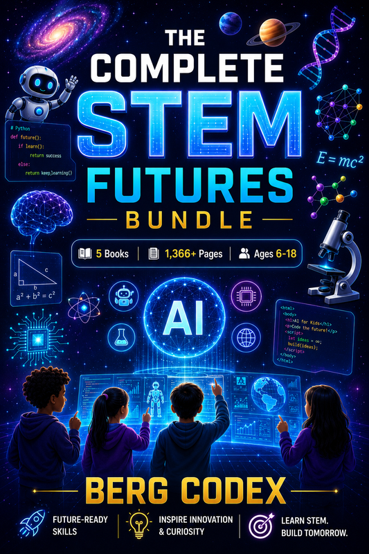 The Complete STEM Futures Bundle 2026 | 5 Books | 1,366+ Pages | AI, Python Coding & Digital Science for Kids Ages 6-18 | Berg Codex