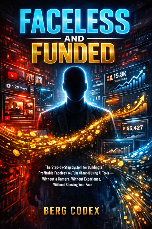 Faceless and Funded — The Step-by-Step System for Building a Profitable Faceless YouTube Channel Using AI Tools — Without a Camera, Without Experience, Without Showing Your Face | 98 Pages | By Berg Codex